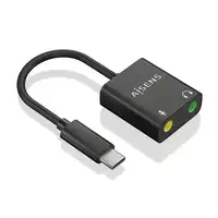 AISENS Conversor USB-C a Audio 48KHz, USB-C/M-2xJack 3.5/H, Negro, 10 cm