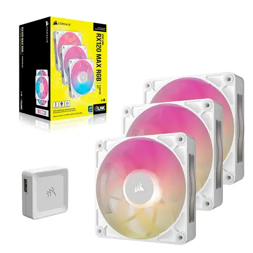 Corsair iCUE LINK RX120 MAX RGB Carcasa del ordenador Ventilador 12 cm Blanco 3 pi