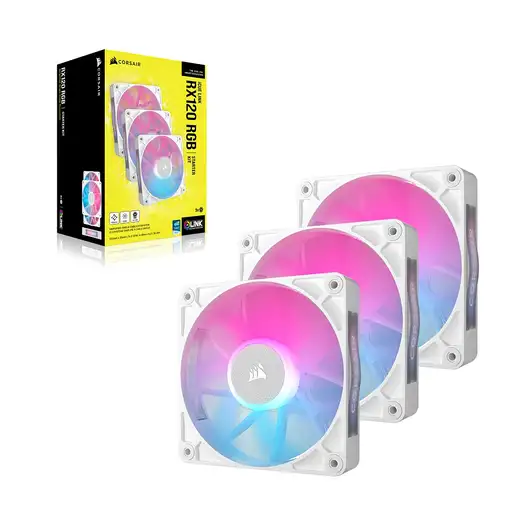 Corsair iCUE LINK RX120 RGB Carcasa del ordenador Ventilador 12 cm Blanco 3 pieza(