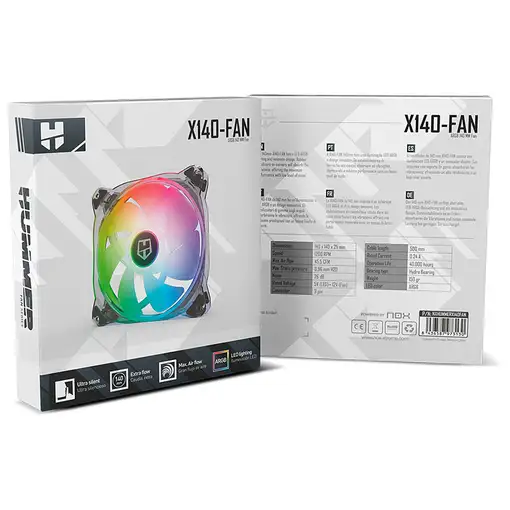 NOX Hummer X140-FAN Carcasa del ordenador Ventilador 14 cm Translúcido 1 pieza(s)