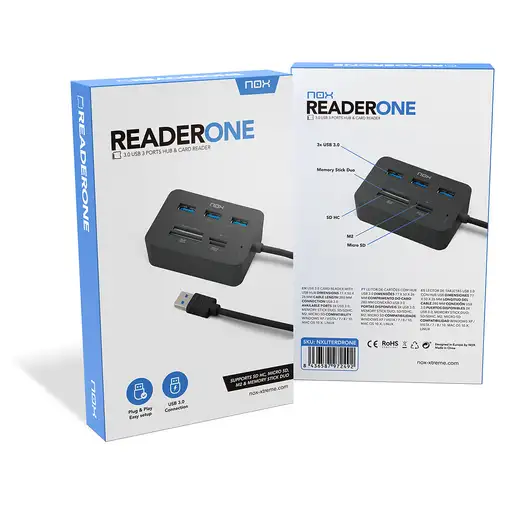 NOX Lite Reader One Alámbrico USB 3.2 Gen 1 (3.1 Gen 1) Type-A Negro