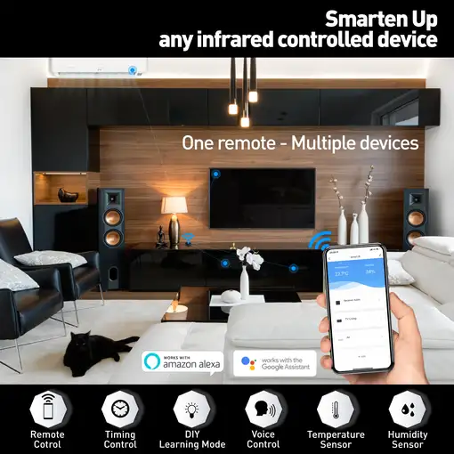 Tellur Smart WiFi IR Mando a distancia sensor de temp y humedad USB C