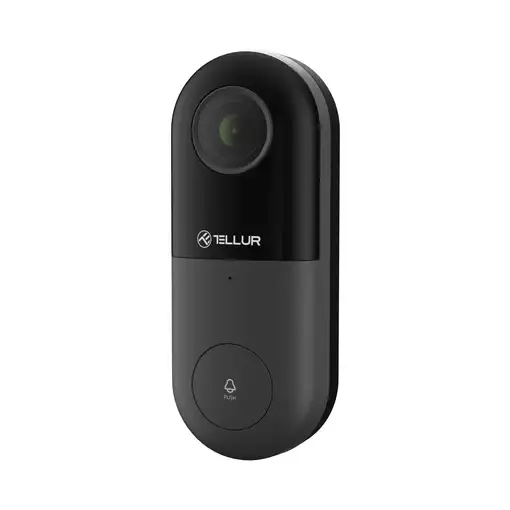 Timbre con video Tellur Smart WiFi, 1080P, PIR, con cable, negro