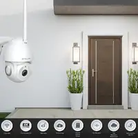 Cámara exterior Tellur Smart WiFi, 3MP, UltraHD, Autotracking, PTZ, blanco