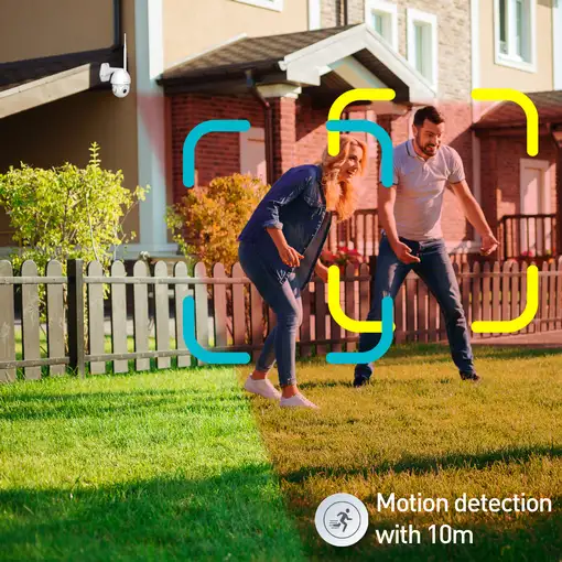 Cámara exterior Tellur Smart WiFi, 3MP, UltraHD, Autotracking, PTZ, blanco