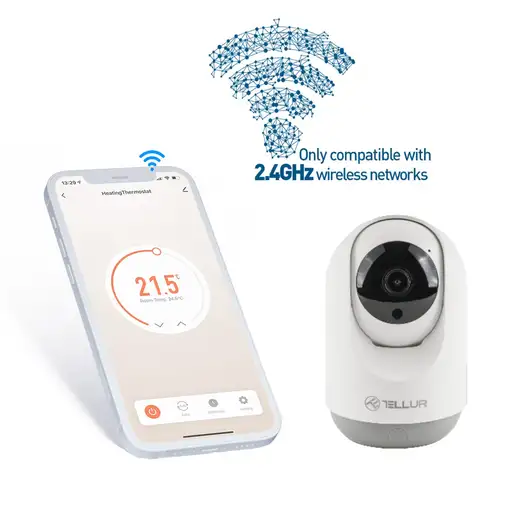 Cámara interior Tellur Smart WiFi, 3MP, UltraHD, Autotracking, PTZ, blanco
