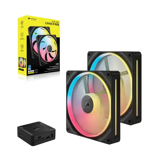 Corsair iCUE LINK LX140-R RGB Carcasa del ordenador Ventilador 14 cm Negro 2 pieza