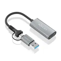 AISENS Conversor Aluminio USB-A+USB-C A HDMI 1080P@60Hz, USB-A/M+USB-C/M-HDMI/H, G