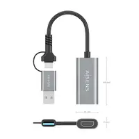 AISENS Conversor Aluminio USB-A+USB-C A HDMI 1080P@60Hz, USB-A/M+USB-C/M-HDMI/H, G