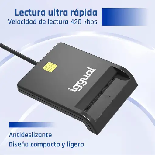 iggual Lector DNI SIP tarjetas ID USB 2.0 negro