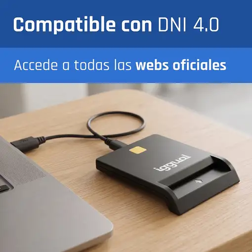 iggual Lector DNI SIP tarjetas ID USB 2.0 negro