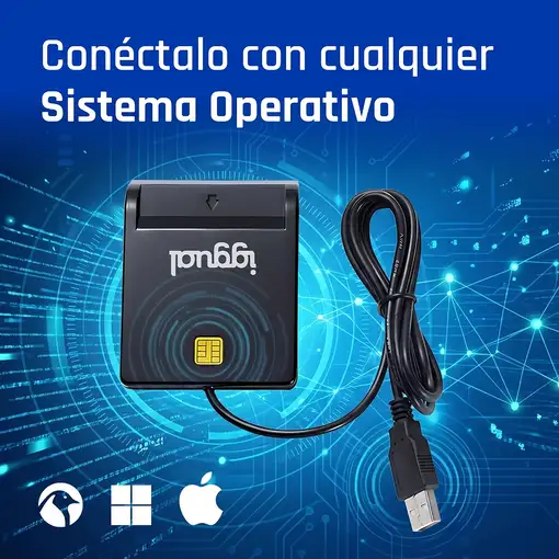 iggual Lector DNI SIP tarjetas ID USB 2.0 negro