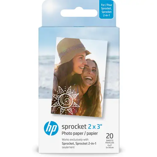 HP Sprocket Photo Paper 2 x 3 in. (50.8 x 76.2 mm) 20 sheets Brillo HP Sprocket Photo Paper 2 x 3 in. (50.8 x 76.2 mm) 20 sheets Brillo