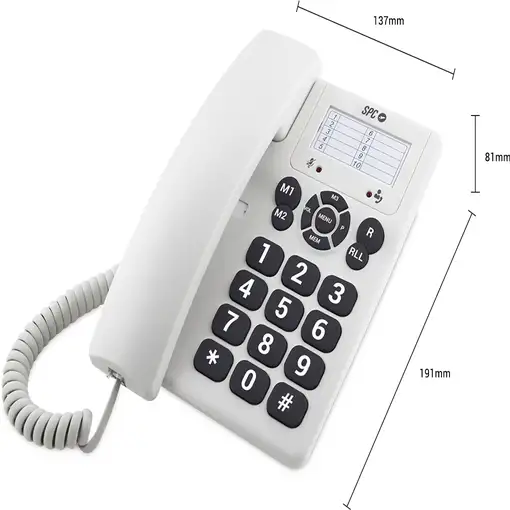 SPC Original - Teléfono fijo sobremesa, teclas grandes, 3 memorias directas