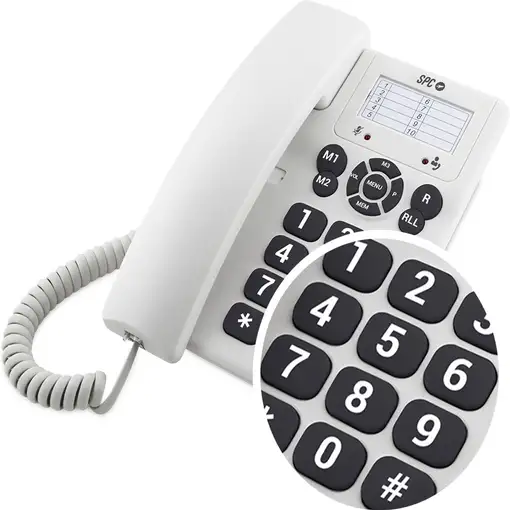 SPC Original - Teléfono fijo sobremesa, teclas grandes, 3 memorias directas