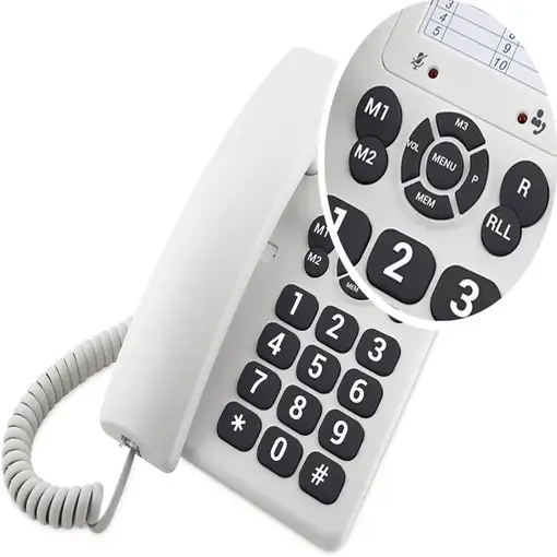 SPC Original - Teléfono fijo sobremesa, teclas grandes, 3 memorias directas