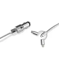 Cargador Dual Car Charger (2.4A) + Cable 3In1  Plata