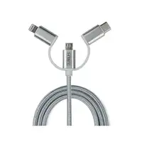 Cargador Dual Car Charger (2.4A) + Cable 3In1  Plata