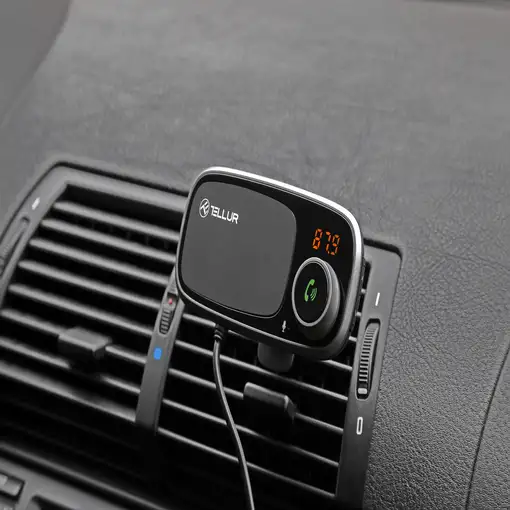 Transmisor FM Bluetooth para coche Tellur FMT-B6, soporte magnético, negro