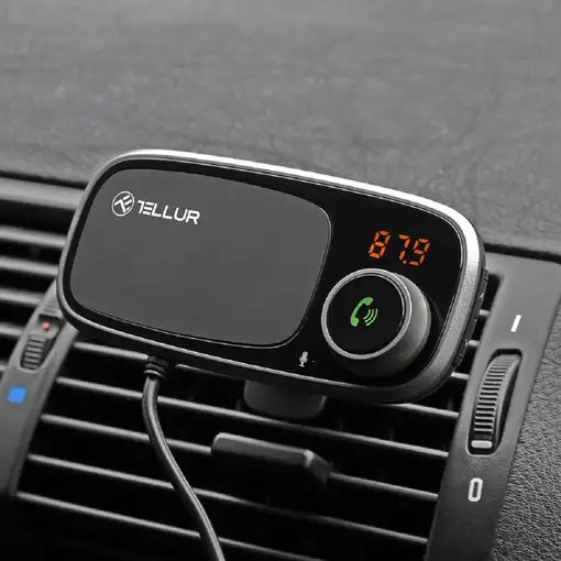Transmisor FM Bluetooth para coche Tellur FMT-B6, soporte magnético, negro