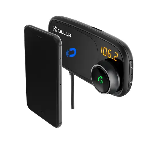 Transmisor FM Bluetooth para coche Tellur FMT-B6, soporte magnético, negro