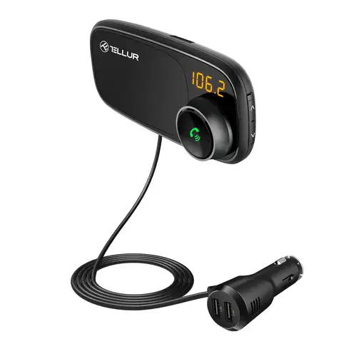 Transmisor FM Bluetooth para coche Tellur FMT-B6, soporte magnético, negro
