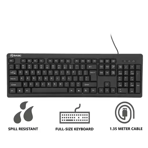 Teclado con cable Tellur Basic, EE. UU., USB, negro