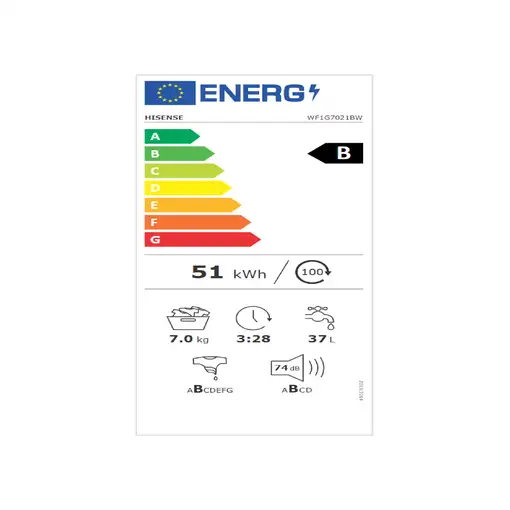 Hisense WF1G7021BW lavadora Carga frontal 7 kg 1200 RPM Blanco