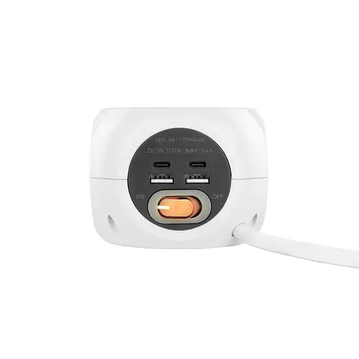 Nanocable Base de 3 enchufes con 4 USB's (2 USB A + 2 USB-C) y carga inalámbrica,