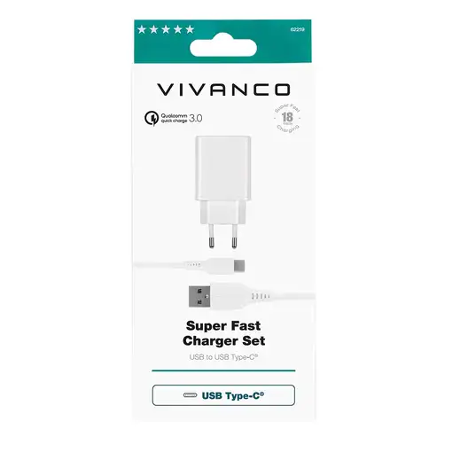 Vivanco Super Fast Universal Blanco Corriente alterna Carga rápida Interior