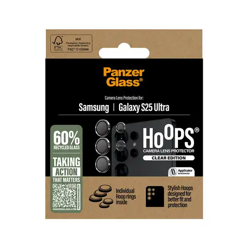 PanzerGlass ® Hoops® Transparent Camera Lens Protector Samsung Galaxy S25 Ultra Pr