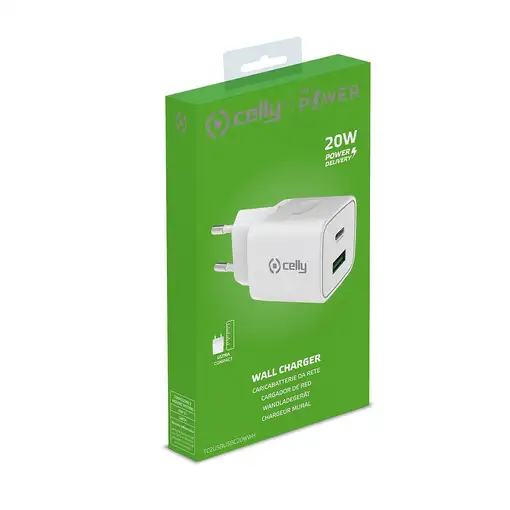 Celly TC2USBUSBC20WWH cargador de dispositivo móvil Smartphone, Reloj inteligente,
