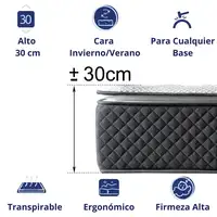 Colchón Viscoelástico, firmeza Ergonómica con Núcleo de Espuma Advance Confort.