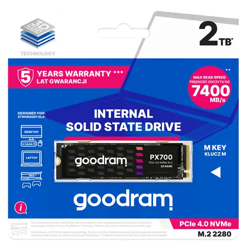 Goodram PX700 SSD SSDPR-PX700-02T-80 unidad de estado sólido 2,05 TB M.2 PCI Expre