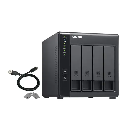 QNAP TR-004 caja para disco duro externo Carcasa de disco duro/SSD Negro 2.5/3.5"