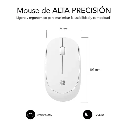 Pack Alfombrilla Xl y Ratón Inalámbrico Harmony Lila/Blanco
