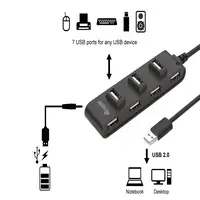Equip 128957 hub de interfaz USB 2.0 480 Mbit/s Negro