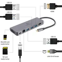 Gembird A-CM-COMBO5-05 hub de interfaz USB 3.2 Gen 1 (3.1 Gen 1) Type-C 5000 Mbit/