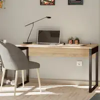 Escritorio Mesa de Ordenador Oficina Estudio, 76x135x60cm, Negro Smuk Briebe