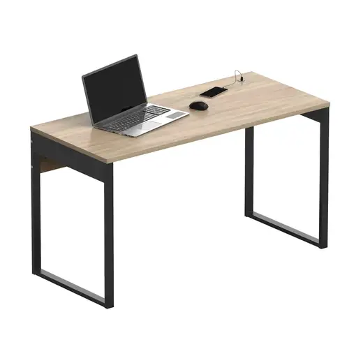 Escritorio Mesa de Ordenador Oficina Estudio, 76x135x60cm, Negro Smuk Briebe