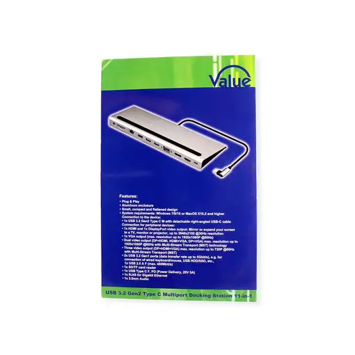VALUE 12.99.1117 base para portátil y replicador de puertos Alámbrico USB 3.2 Gen