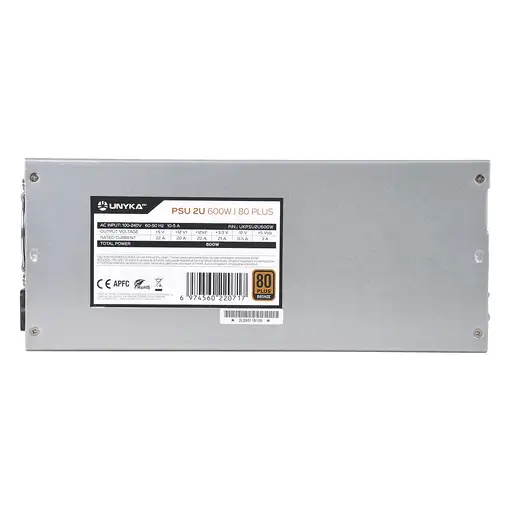 UNYKAch Fuente de Alimentación 2U 600W 80 Plus Bronce