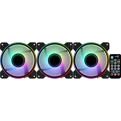 Aerocool MIRAGE12PRO Kit 3xVentilador PC 12cm ARGB 6 Pines Hub Silencioso Negro
