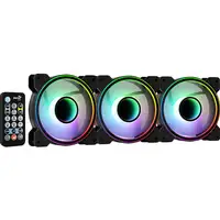 Aerocool MIRAGE12PRO Kit 3xVentilador PC 12cm ARGB 6 Pines Hub Silencioso Negro
