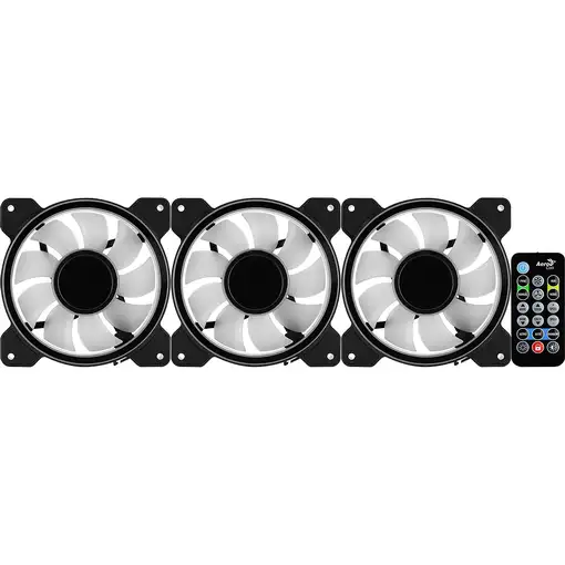 Aerocool MIRAGE12PRO Kit 3xVentilador PC 12cm ARGB 6 Pines Hub Silencioso Negro