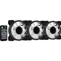 Aerocool MIRAGE12PRO Kit 3xVentilador PC 12cm ARGB 6 Pines Hub Silencioso Negro