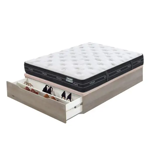 Pack Flex Colchón Nube Visco + Canapé Madera 25 Zapatero (180x200 cm - Nogal)
