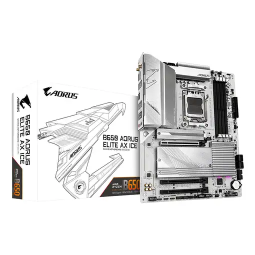 GIGABYTE B650 AORUS ELITE AX ICE Placa base - Compatible con procesadores AMD Ryze GIGABYTE B650 AORUS ELITE AX ICE Placa base - Compatible con procesadores AMD Ryze