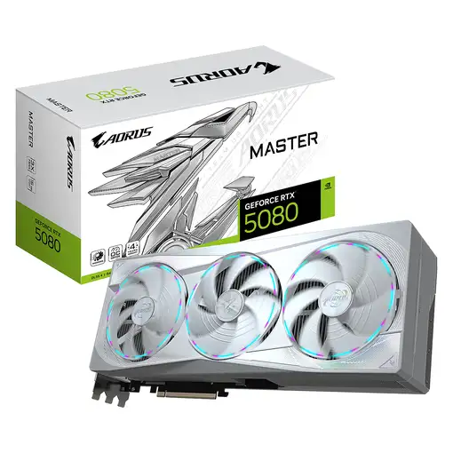 GIGABYTE AORUS GeForce RTX 5080 MASTER ICE 16G Tarjeta Gráfica - 16GB GDDR7, 256 b