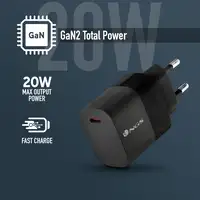 Cargador GAN de pared ultrarápido de 20W con 1 puerto: USB-C , NGS